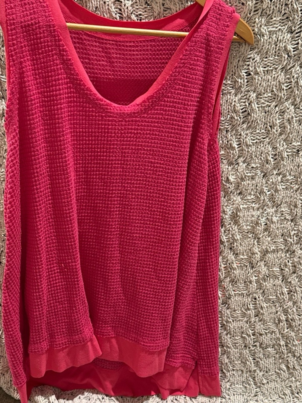 Pink Waffle Knit Sleeveless Tank Top